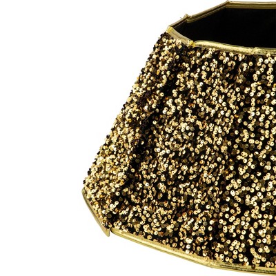 Gold Sequins Hexagonal Christmas Tree Collar with Metallic Trim