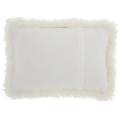 White Shag Polyester 14" x 20" Throw Pillow