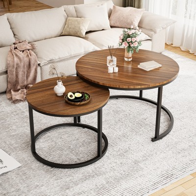 Pamapic Nesting Coffee Table,Round Marble Table Set of 2 for Living Room,Bedroom