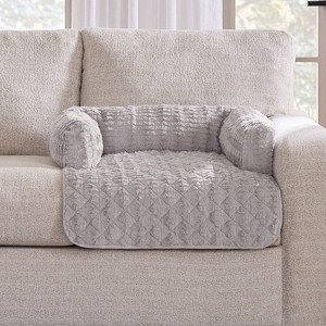 Sure Fit 28"x32" Pet Fido Fur Three Sided Bolster Pet Bed Couch Protector Medium Light Gray: Indoor Microfiber Slipcover - 1 of 4