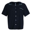 PJ Couture Women's Button Down Wavy Notch Collar Short Sleeve Capri Set - 2 of 4