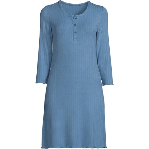 Women's Supima Cotton Nightgown, V-Neck Three-Quarter-Sleeve