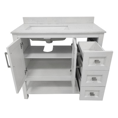 Vivien 36" White Composite Bathroom Vanity with Stone Top and Ceramic Sink