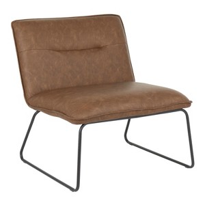 NicBex Faux Leather Accent Chair,Upholstered Living Room Chairs with Metal Sleigh Legs,Cozy Armless Chair,Accent Chairs for Living Room - 1 of 4