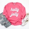 Simply Sage Market Women's Holly Jolly Bold Cursive Long Sleeve Garment Dyed Tee - 3 of 4