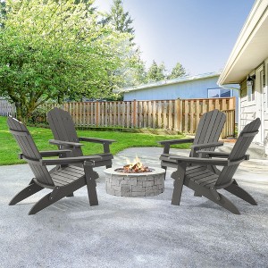 Sonkuki 4-Pack Folding Adirondack Chair Patio Outdoor Plastic Fire Pit Chair Weather Resistant for Lawn, deck and Backyard - 1 of 4