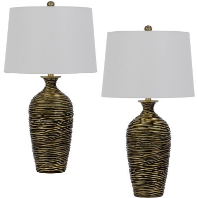 Cal Lighting BO-3090TB-2 150W 3 Way Aurora Resin Table Lamp with Hardback Taper Drum Fabric Shade (Sold As Pairs)