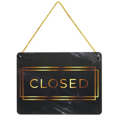 Gold Marble Double Sided Open Closed Hanging Sign, 2 Pack