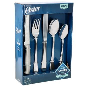 Oster Macmillan 20 Piece Stainless Steel Flatware Set with Steak Knives