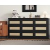 Rattan Dresser for Bedroom, 9 Drawer Dresser with Charging Station, Farmhouse Wood Chest of Drawer with Strong Base, Storage Organizer for Room - 2 of 2