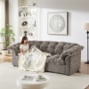 99.2" Chenille Deep Seat Fluffy Cloud 3-Seater Sofa with Zippered Armrest Pads - 3 of 4