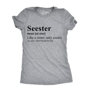 Womens Funny T Shirts Seester Sarcastic Sister Graphic Tee For Ladies - Crazy Dog Women's T Shirt - 1 of 4