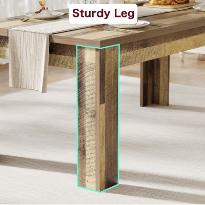 Rustic Brown Rectangular Wooden Dining Table for 6