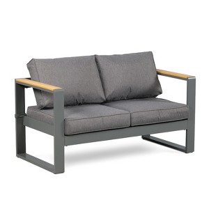 Aoodor Outdoor Aluminum Patio Furniture Sofa,  All-Weather Metal Outdoor Sofa Chairs with Washable Thick Cushion for Garden, Patio, Balcony and Proch - 1 of 4