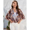 Womens Mesh Cardigan Open Front Batswing Sleeve Shrugs Lightweight Semi-Sheer Floral Cardigan,Maple Leaf - L - 3 of 4