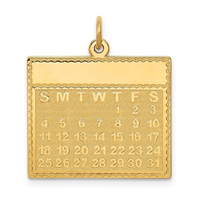 Black Bow Jewelry 14k Yellow Gold Thursday Start Perpetual Calendar Charm Pendant, 22mm