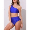 INSPIRE CHIC Women's One Shoulder Elegant Bikini Sets, Push Up Top High Waisted Tummy Control Bottom Swimwear Bathing Suits 1 Set - 2 of 4