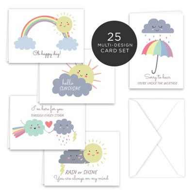 Paper Frenzy Watercolor Appreciation Thank You Note Cards & White Envelopes - 25 Pack