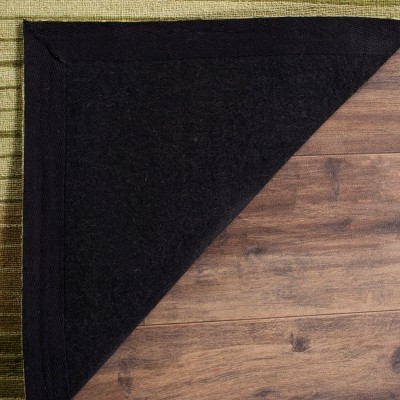Green Flat Woven Wool 4' x 6' Handmade Reversible Rug