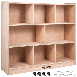 VEVOR Cubby Mobile Tray Storage Cabinet,8-Compartment Cubby Storage Shelf,Cubby Storage Cabinet 3-shelf,Classroom Cubbies, Classroom Furniture,Natural - 1 of 4
