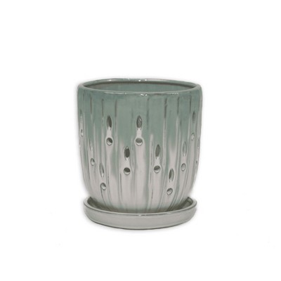 SpassWay 7" Dia Outdoor Indoor Ceramic Planter Pot Decorative Planter with Drainage Hole Patio Flower Pot