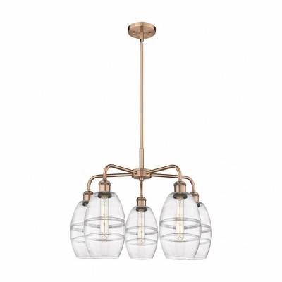 Vaz - 5 Light Stem Hung Chandelier In Industrial Style-13.63 Inches Tall and 23.88 Inches Wide
