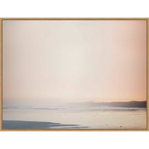 30" x 22" Currumbin Sandy Beach by Urban Road Framed Canvas Wall Art Light Brown - Amanti Art - 1 of 4