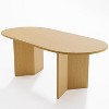 Wooakway 30"H Oval Wood Dining Table Kitchen Table Conference Table with Double Pedestal - 2 of 4