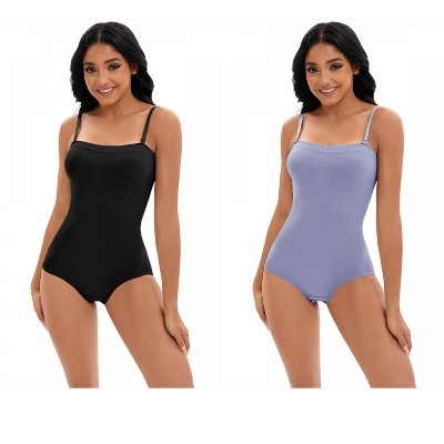 INSPIRE CHIC 2 Pcs Women's Cami Convertible Straps Slimming Waisted Buttons Bottom Butt Lifter Body Shapers