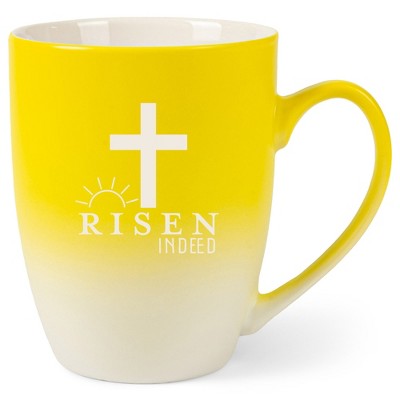Elanze Designs Risen Indeed 12 Ounce Ceramic Laser-Etched Engraved Drinkware Mug, Yellow and White Ombre
