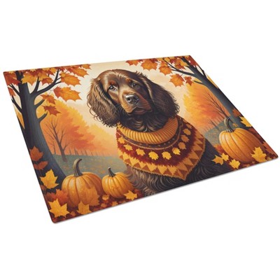 NEW Boykin Spaniel Fall Glass Cutting Board Decorative Tempered Glass Kitchen Cutting and Serving Board Large Size Chopping Board