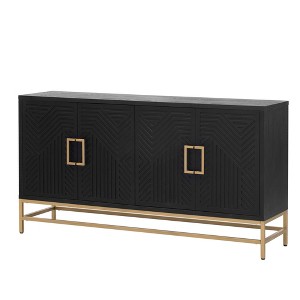 TiramisuBest Buffet Sideboard Cabinet with Adjustable Shelves, Metal Handles & Legs, Modern Storage Cabinet for Kitchen, Dining, Living, Black - 1 of 4