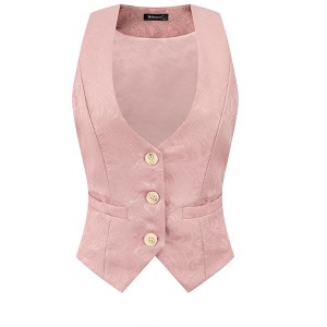 INSPIRE CHIC Women's Vintage Waistcoat Button Up Steampunk Jacquard Sleeveless Suit Vest - 1 of 4