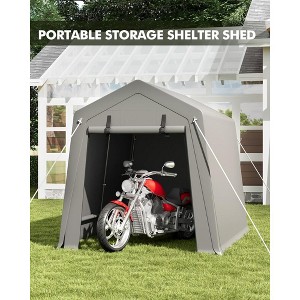 Carport Storage Shed,Portable Garage with Roll-up Zipper Door,Heavy Duty Waterproof Tarp,Storage for Motorcycle,Bike, Firewood,Garden Tools - 1 of 4