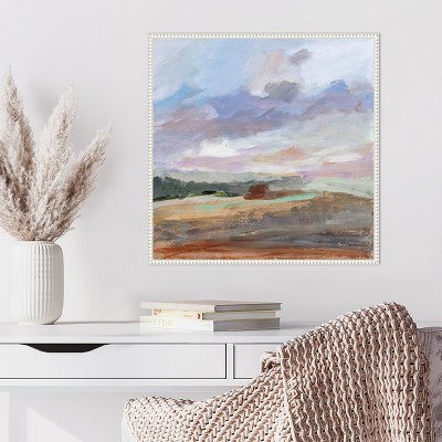 Seashore Without End Abstract Canvas Art with White Floater Frame