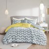 Sapphtopaz Bedding Comforter Set Reversible Chevron Print Quilt Set with Printed Pleats Decoration Throw Pillow - 2 of 4