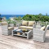 ELJGET 4 Piece Patio Furniture Set Outdoor Wicker Conversation Sets All Weather PE Rattan Sectional Sofa Set with Cushions & Coffee Table - 3 of 4