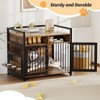 Dog Crate Furniture, Large Dog Cage for Large/Medium Dog, 48 Inch Dog Kennel with Adjustable Raised Feeders, Indoor Heavy Duty Metal Dog Crate - 3 of 4