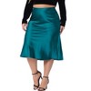 Agnes Orinda Women's Plus Size Silky Satin High Waist Hidden Elasticized Waistband Flared Casual Midi A-Line Skirts - 2 of 4