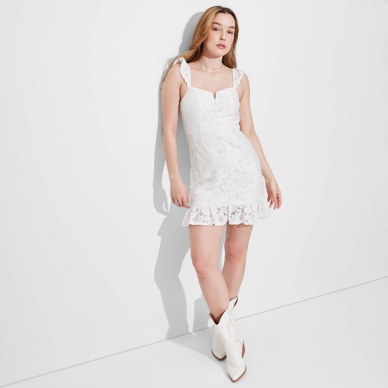 Women's Flutter Sleeve Lace Slip Dress - Wild Fable™ White, 3 of 6