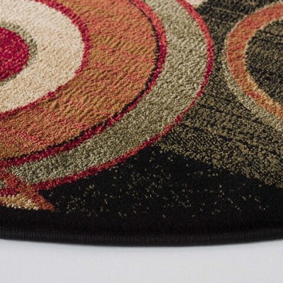 7' Round Black Multi Tufted Synthetic Area Rug