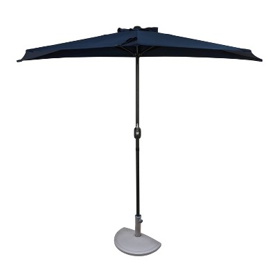 9' x 4.5' Lanai Half Patio Umbrella Navy - Island Umbrella