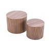 Homy Casa Set of 2 Round Nesting Coffee Tables with Cylinder Base for Living Room and Small Spaces, Walnut Finish - 4 of 4