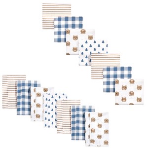 Hudson Baby Infant Boy Cotton Flannel Burp Cloths and Receiving Blankets, 14-Piece, Little Bear, One Size - 1 of 2