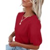 Womens Short Sleeve Lightweight Sweaters Crewneck Knit Pullover Tops with Crochet Sleeve Casual Crochet Blouse Shirt for Spring, Summer - 3 of 4