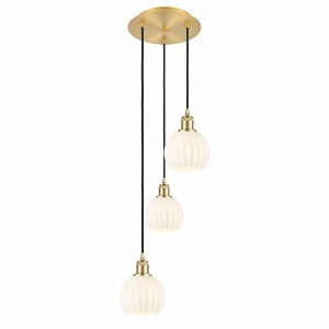 White Venetian - 3 Light Cord Hung Multi Pendant In Modern Style-12.25 Inches Tall and 12.5 Inches Wide - 1 of 1