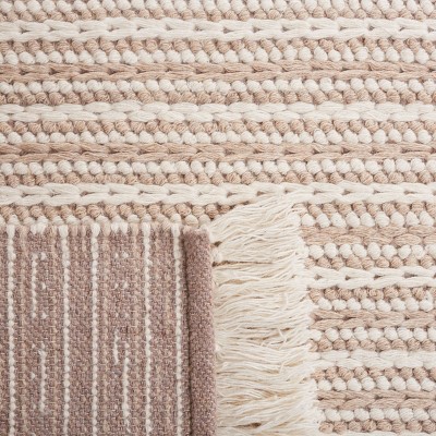 Handwoven Ivory Wool Square Area Rug, 4' x 6'