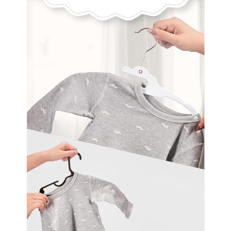 HOUSE DAY 11.4 Inch Premium Dino Baby Hangers Velvet White 60 Pack, 3 of 5