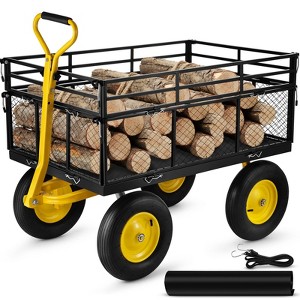VEVOR Steel Garden Cart, Heavy Duty 1400 lbs Capacity, Utility Metal Wagon with 2-in-1 Handle and 15 in Tires, Perfect for Garden, Farm, Yard - 1 of 4