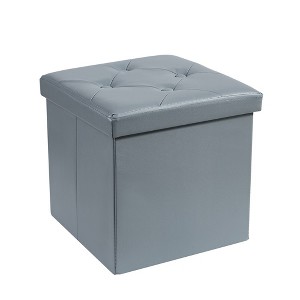 VECELO Folding Storage Ottoman Bench, Versatile Shoestool & Footstool, Bedroom Bench with Storage, Holds up to 660 lb - 1 of 4